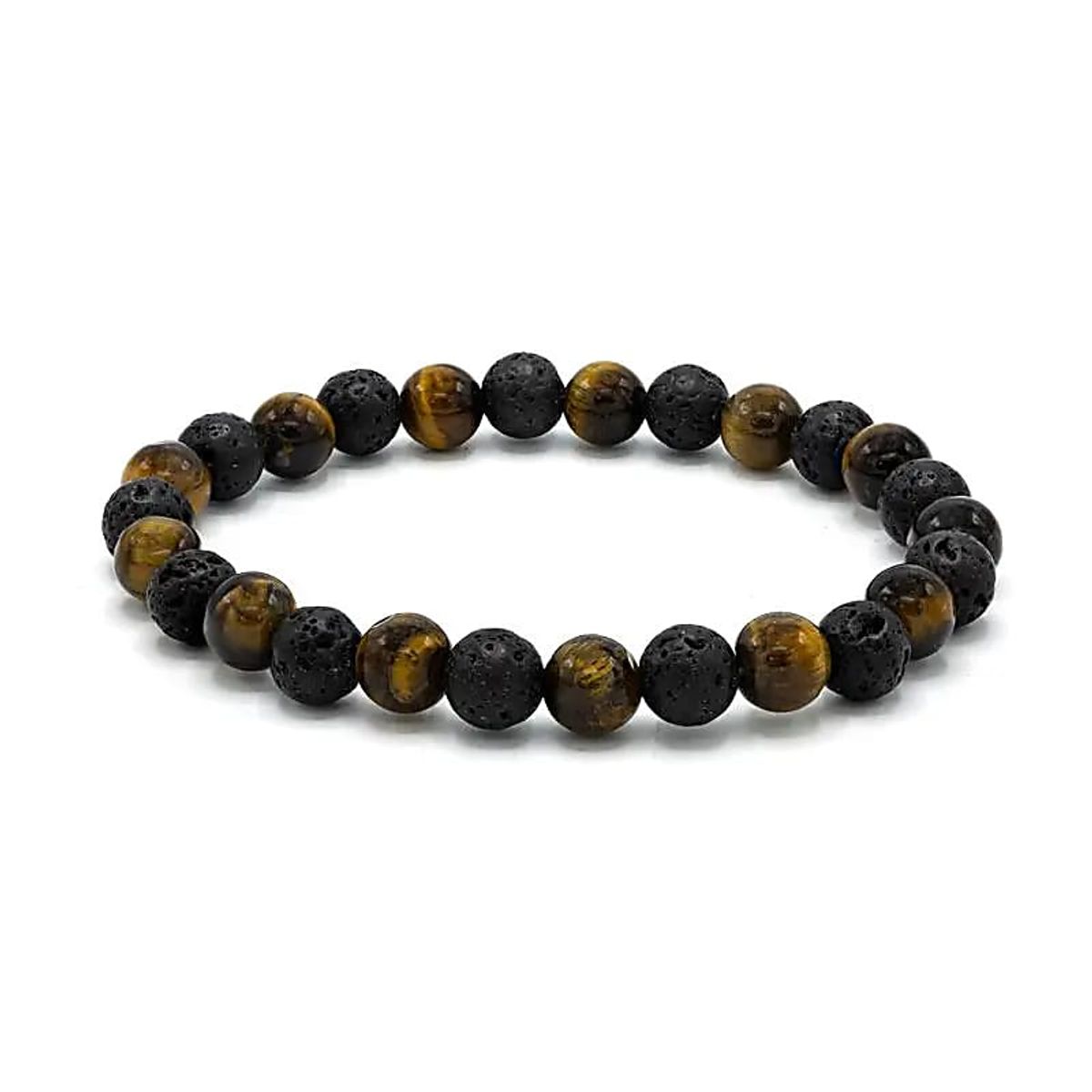 Tigerøye - Lava 8mm Armbånd - Stor 21cm rundt håndledd