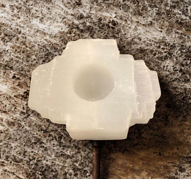 Selenitt Telysholder 13x4cm