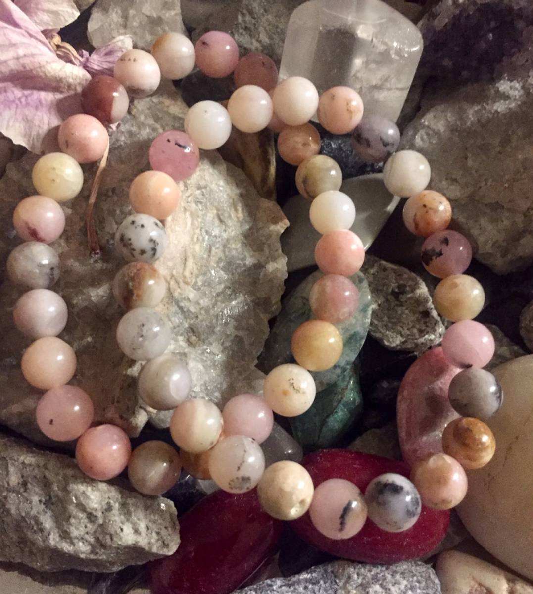 Armbånd 8mm Opal Rosa