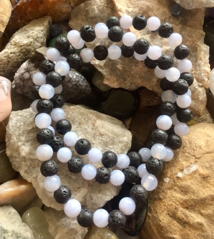 Armbånd  6mm Lava & Blonde Agat