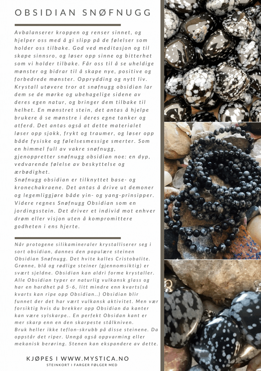 Obsidian Snøfnugg Slipt Anheng