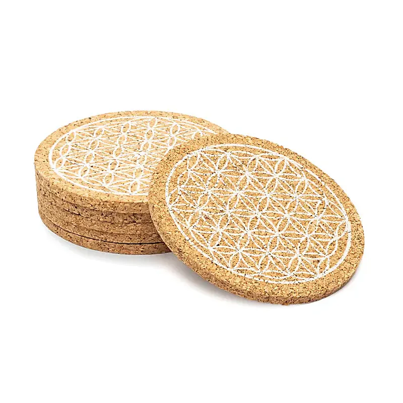 6stk Kork Brikker - Flower of Life