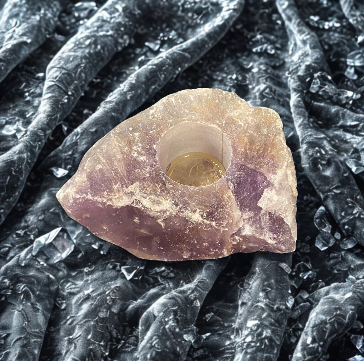 Ametyst Telysholder 1008gram Råstein - KUN 1 EKSEMPLAR