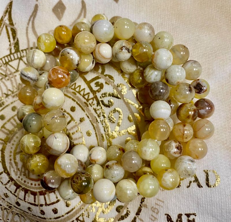 Opal Dendritt Gul 8mm Armbånd