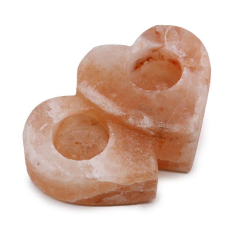 Dobbel Hjerte Saltkrystall Telysholder 1kg