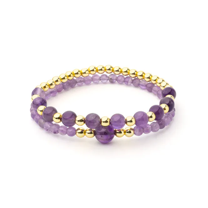 Hovedbilde 2stk Armbånd Ametyst & ...