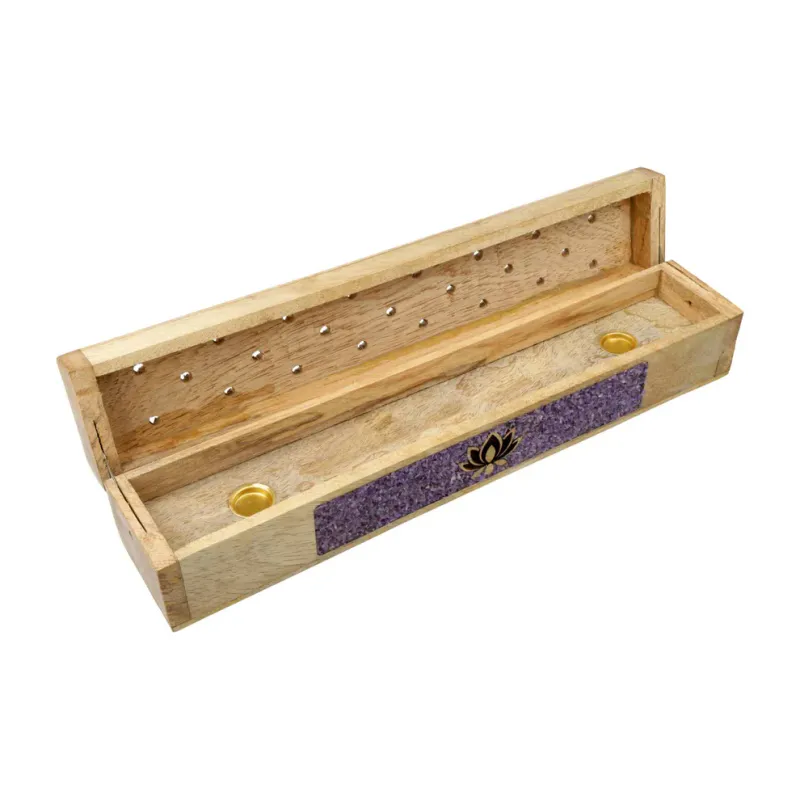 Røkelseholder Ametyst Lotus Mango Wood